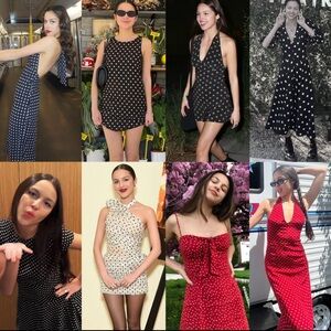 A.B.S. Navy Polka Dot wrap midi chic Dress $199 NEW with TAGS Olivia Rodrigo